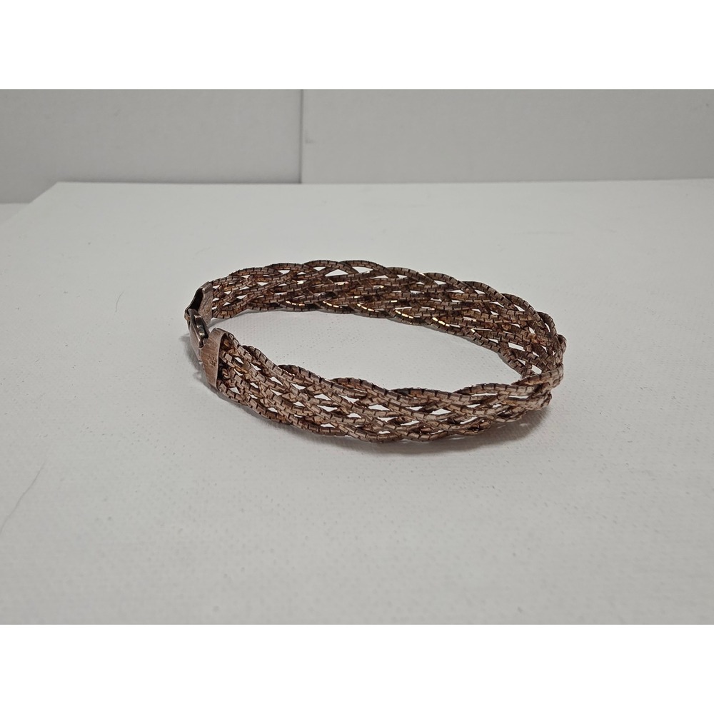 Vintage Italian 925 Sterling Silver Braided Multi Strand Box Chain Bracelet 8in
